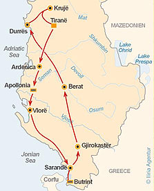 Routenverlauf Wandern in Albanien