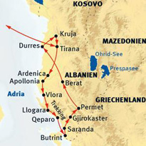 Wandern in Albanien - Routenverlauf